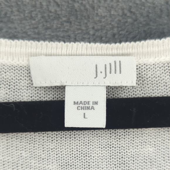 J Jill Large Ivory Linen Blend Cardigan Casual Academia Coastal Workwear - Picture 3 of 13